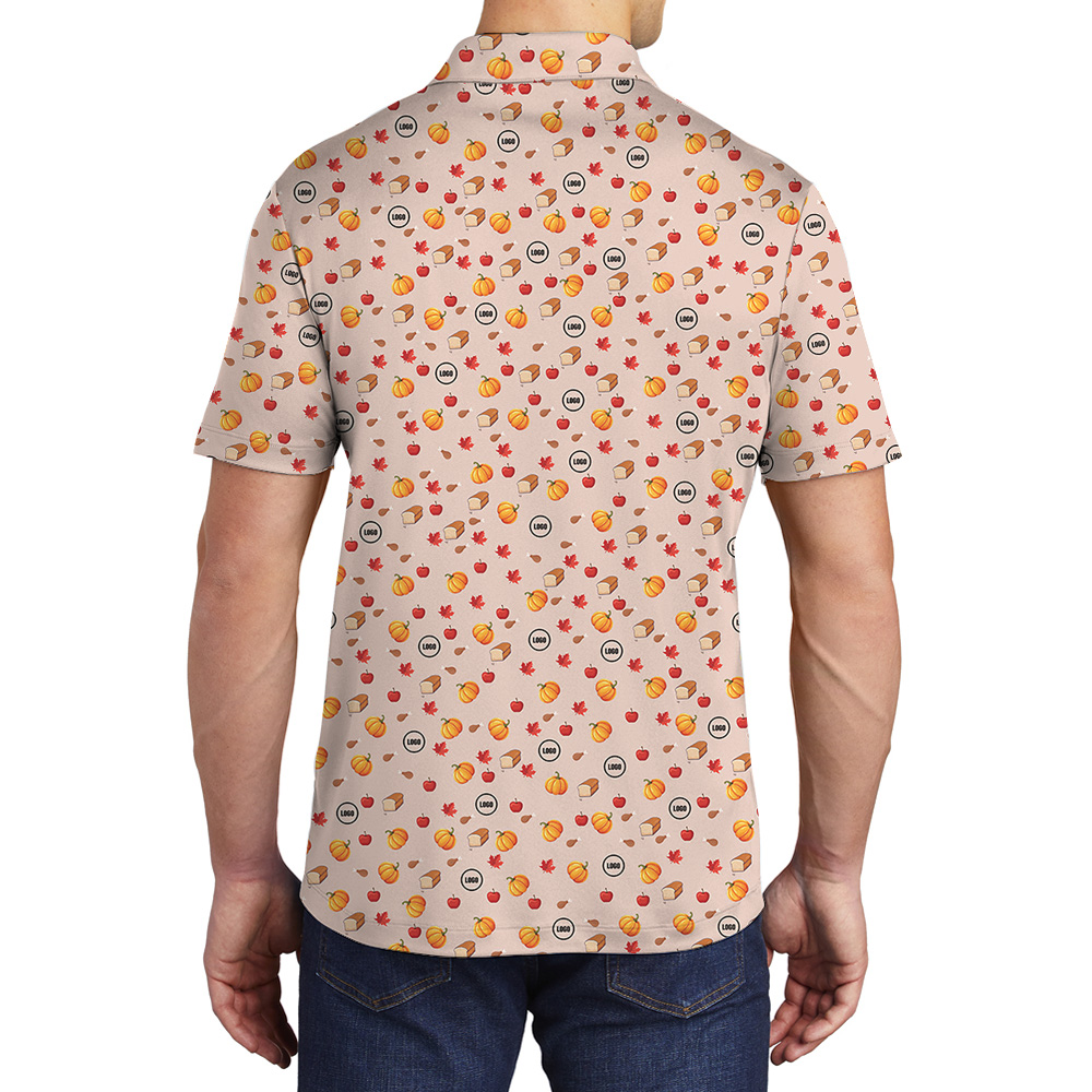 Custom Logo Thanksgiving Leaf And Meal Polo Shirt