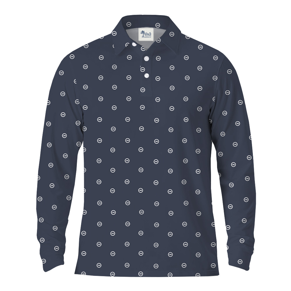 Custom Multiple Small Logo Long Sleeves Polo Shirt