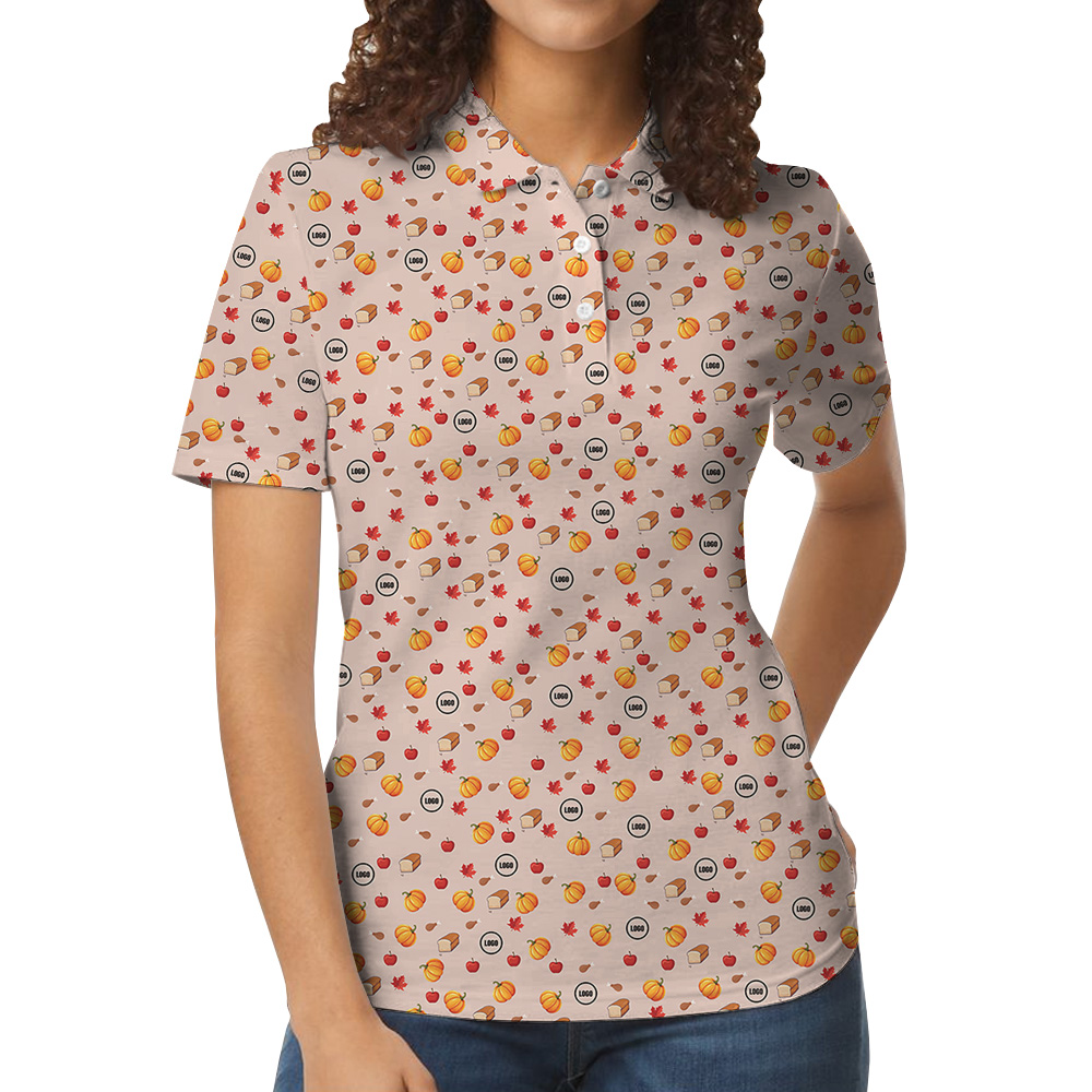 Custom Logo Thanksgiving Leaf And Meal Polo Shirt