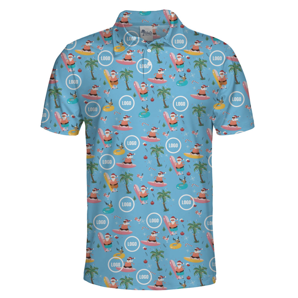 [Live Preview] Custom Logo Christmas Cool Santa Polo Shirt