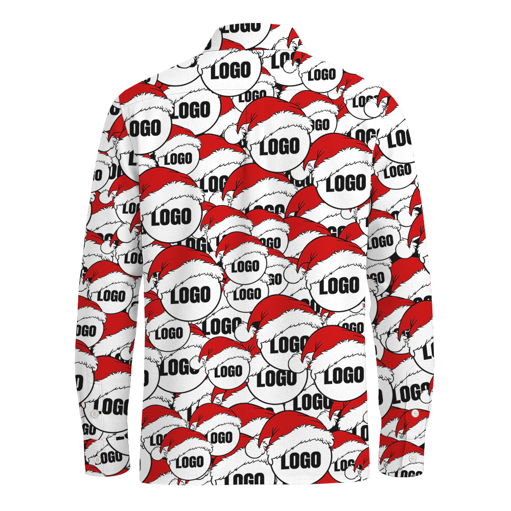 Custom Multiple Logos Christmas Button Long Sleeves Shirt