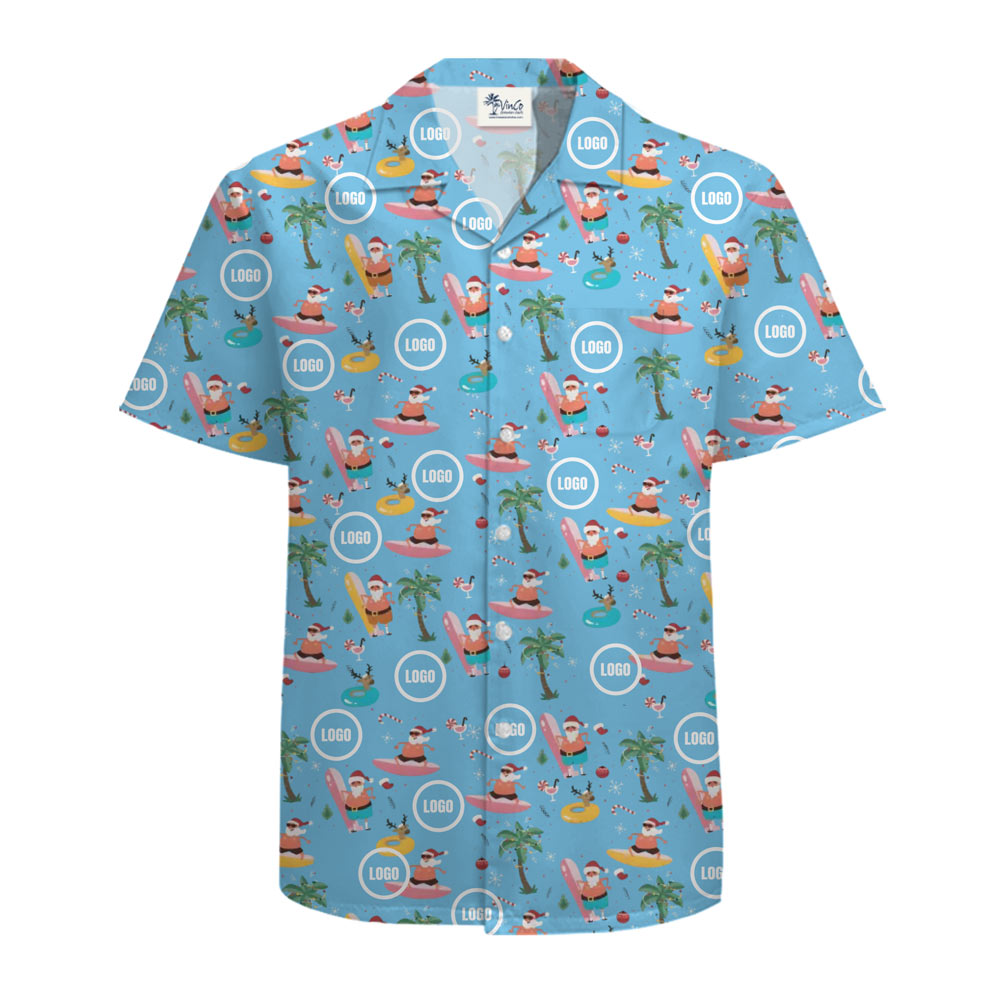 [Live Preview] Naughty Christmas Custom Logo Santa Hawaiian Shirt