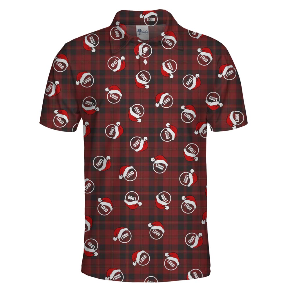 [Live Preview] Custom Company Logo Christmas Flannel Polo Shirt