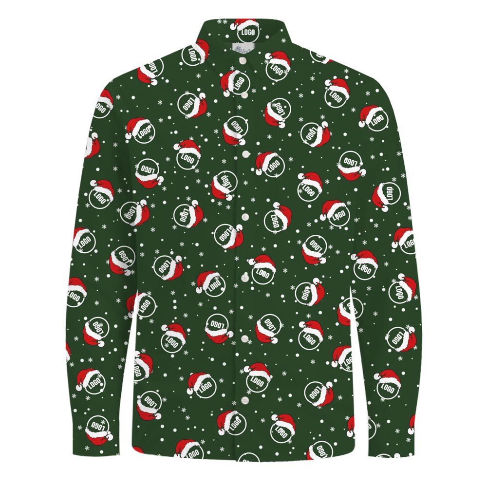 [Live Preview] Custom Logo Christmas Long Sleeves Button Shirt