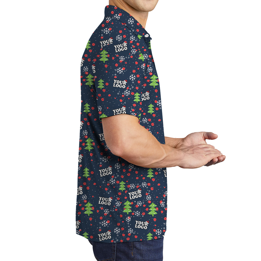 Snowflake Custom Logo Christmas Trees Polo Shirt