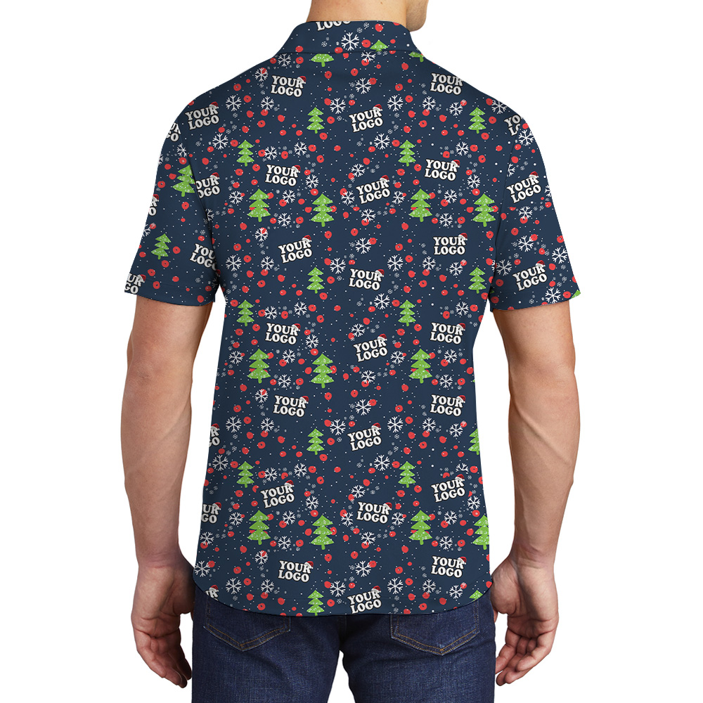Snowflake Custom Logo Christmas Trees Polo Shirt
