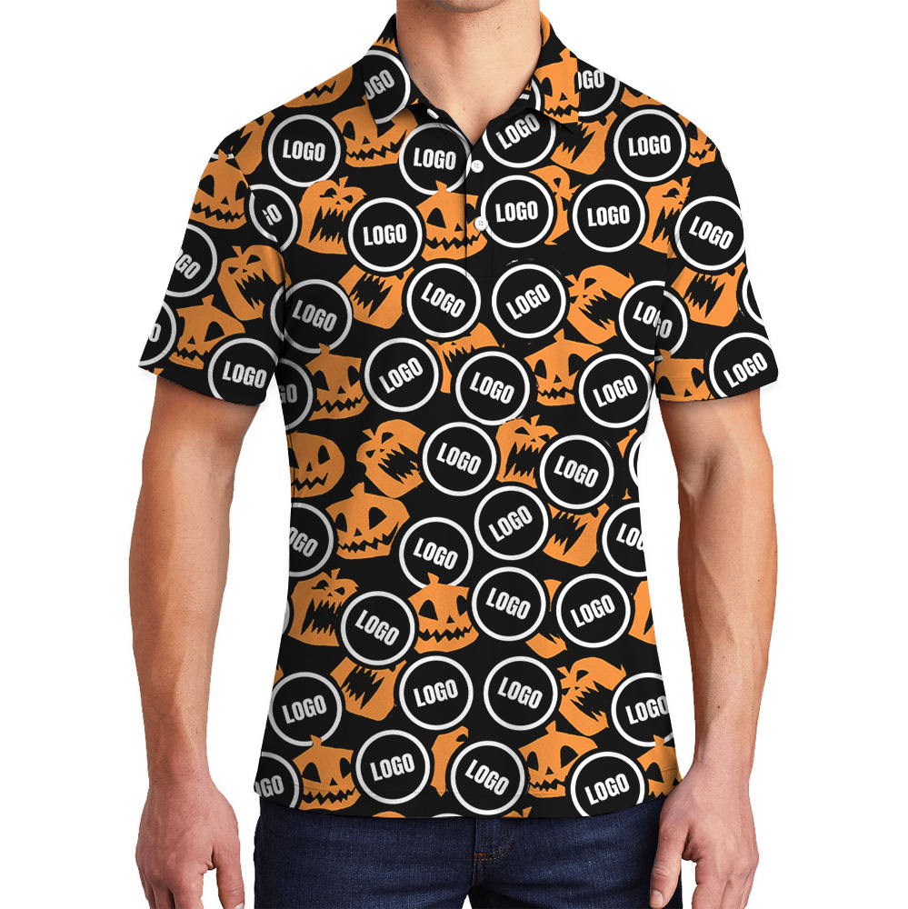 Scary Pumpkin Halloween Custom Logo Polo Shirt - variant image 1