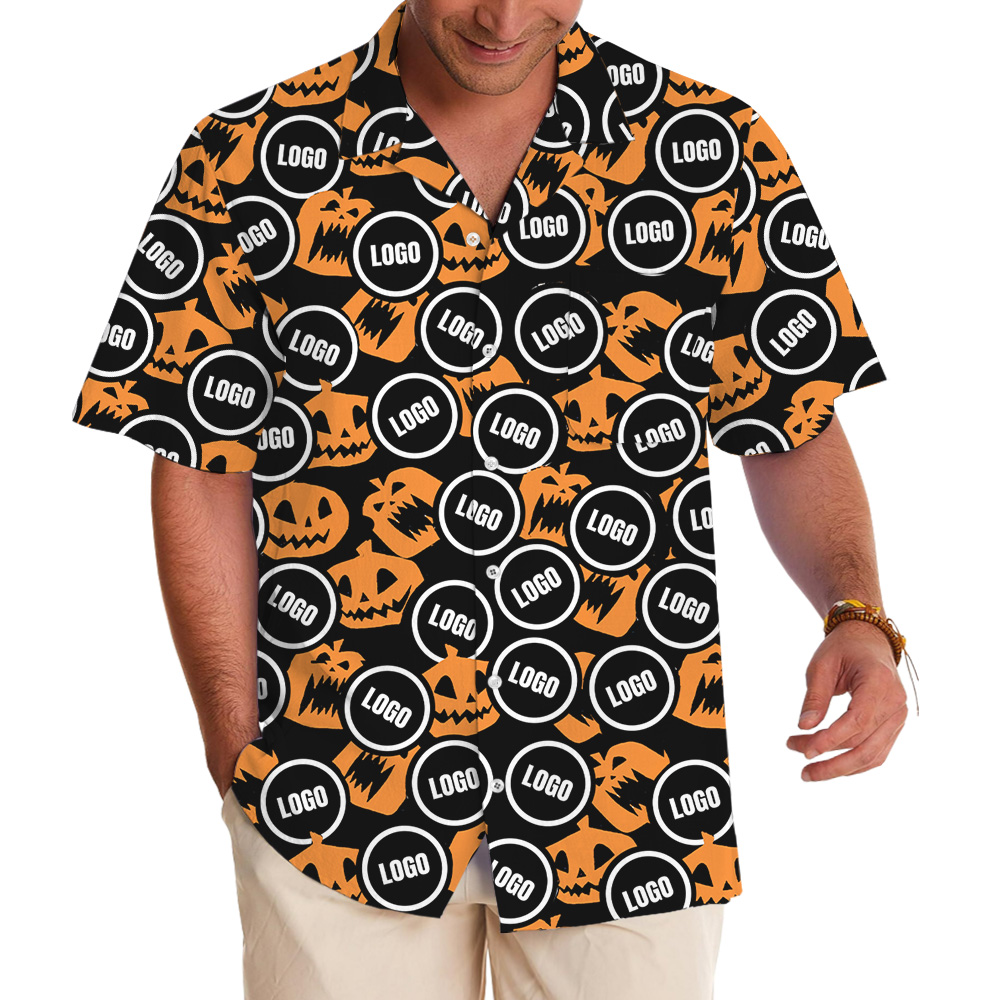 Halloween Scary Pumpkin Custom Logo Hawaiian Shirt - variant image 1