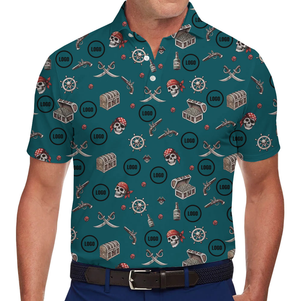 [Live Preview] Skull Pirate Halloween Custom Logo Polo Shirt - variant image 1