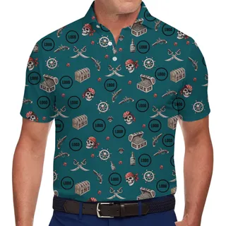[Live Preview] Skull Pirate Halloween Custom Logo Polo Shirt
