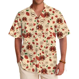 [Live Preview] Thanksgiving Turkey Custom Logo Hawaiian Shirt