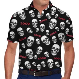 [Live Preview] Halloween Polo Shirt Midnight Skulls Custom Logo