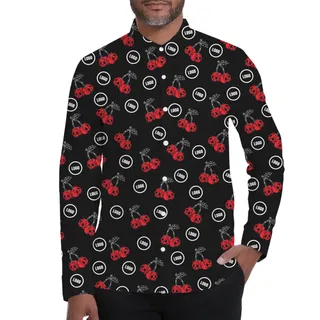 [Live Preview] Scary Cherry Long Sleeves Custom Logo Hawaiian Shirt