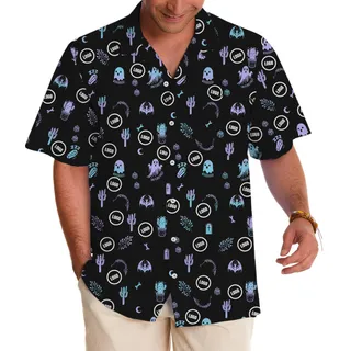 Halloween Neon Print Custom Logo Hawaiian Shirt