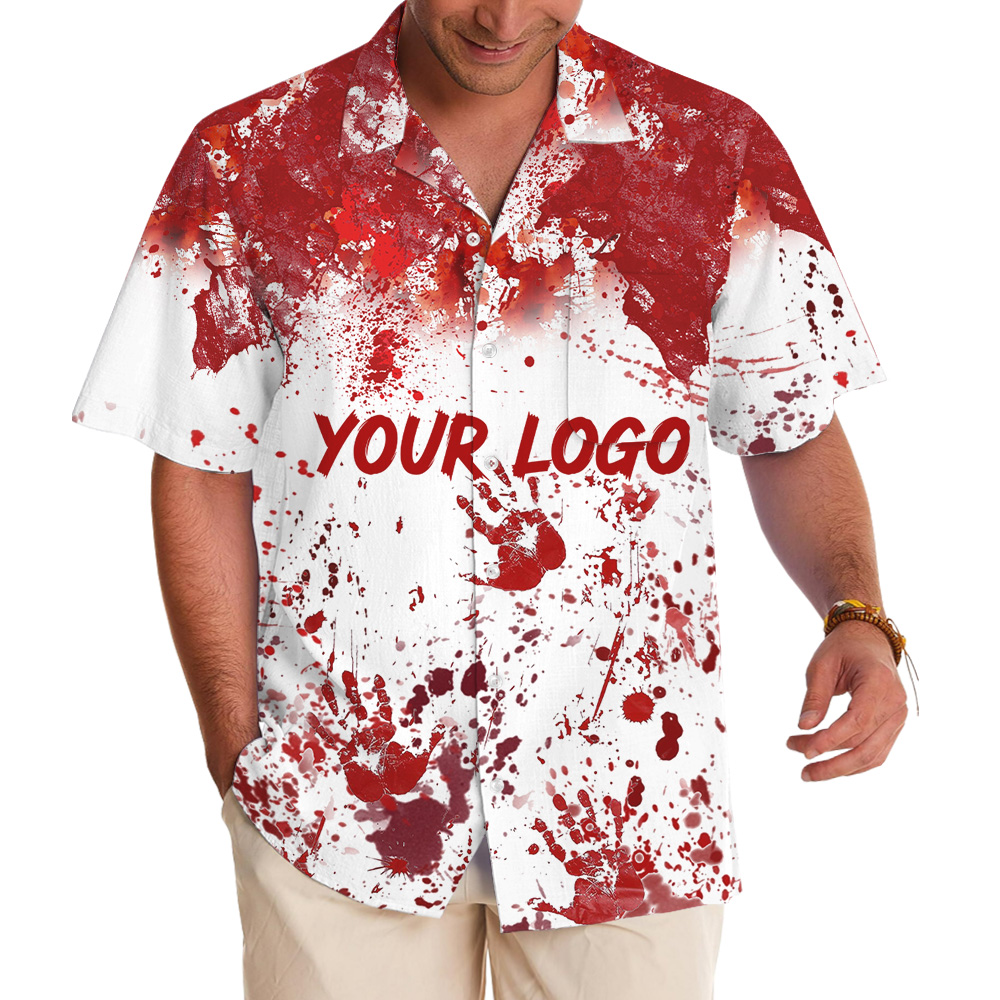 Bloody Mayhem Custom Logo Halloween Hawaiian Shirt - variant image 1