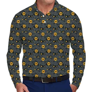 [Live Preview] Custom Company Logo Horror Yellow Eyes Long Sleeves Polo Shirt