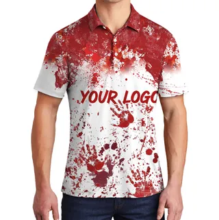 Custom Logo Red Splatter Halloween Polo Shirt