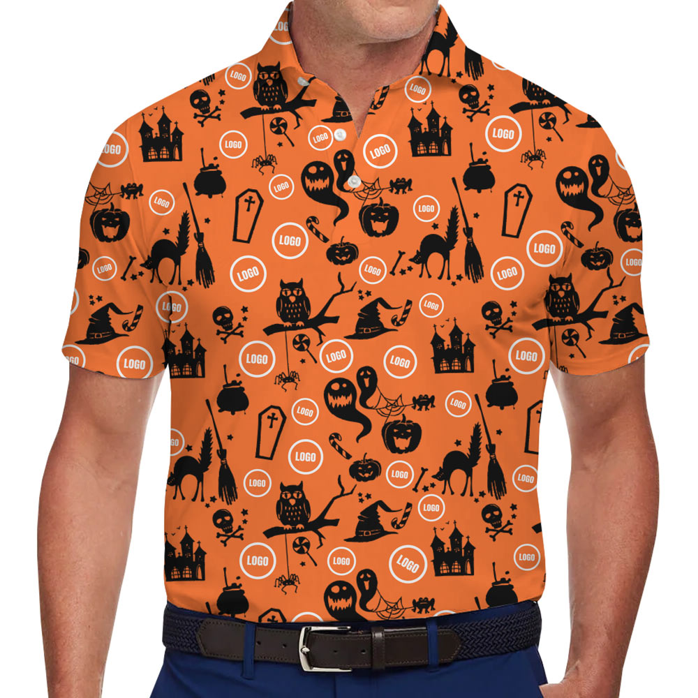 [Live Preview] Halloween Ghost Custom Logo Haunted Polo Shirt - variant image 1