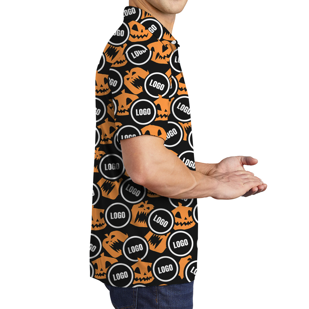 Scary Pumpkin Halloween Custom Logo Polo Shirt