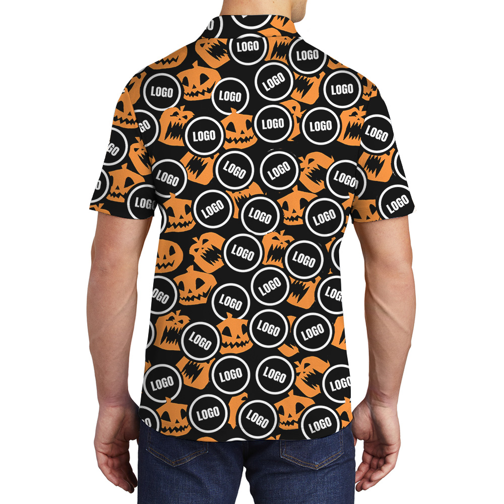 Scary Pumpkin Halloween Custom Logo Polo Shirt