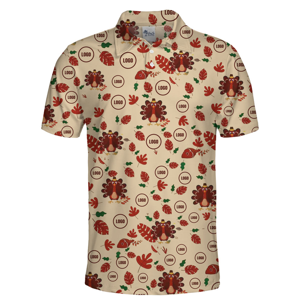 [Live Preview] Custom Logo Thanksgiving Turkey Polo Shirt