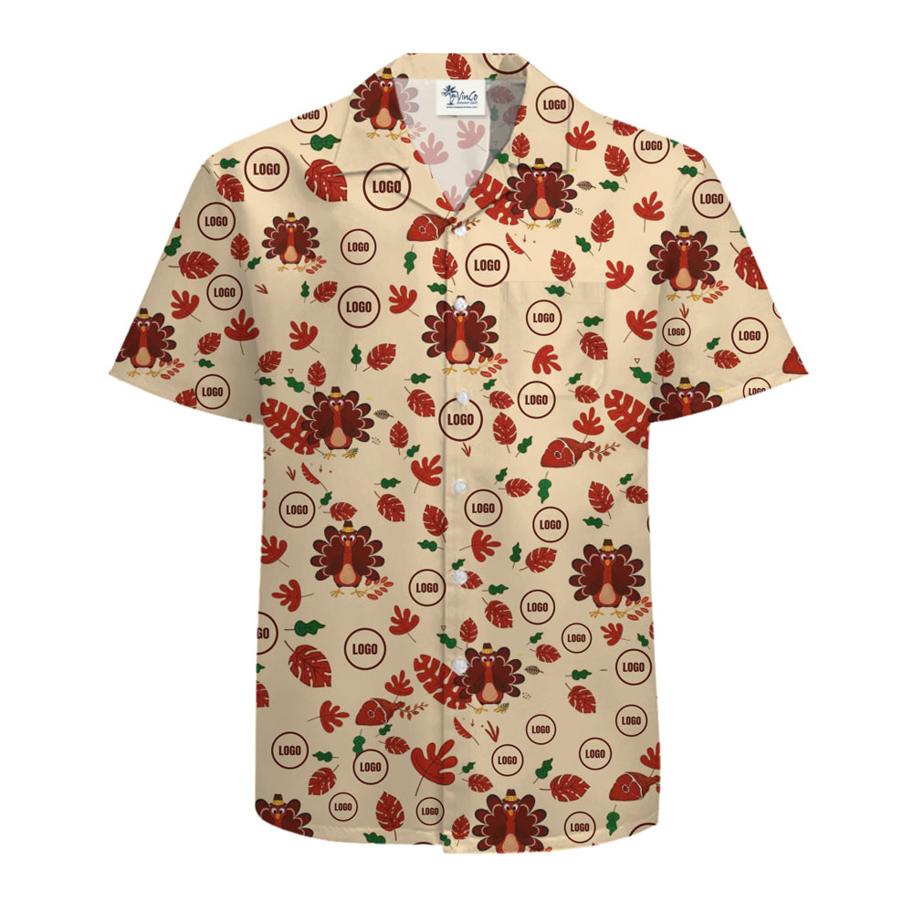 [Live Preview] Thanksgiving Turkey Custom Logo Hawaiian Shirt