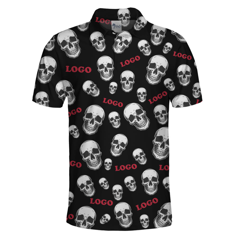 [Live Preview] Halloween Polo Shirt Midnight Skulls Custom Logo