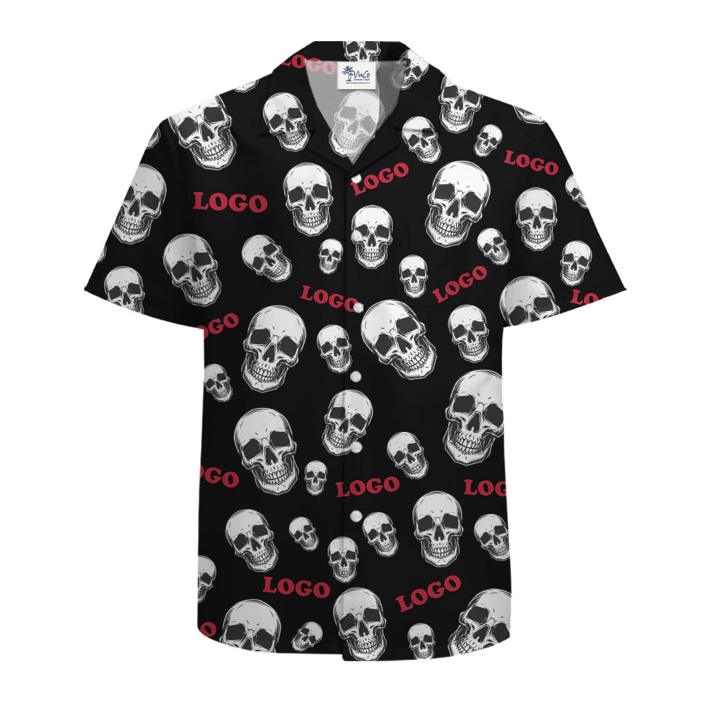 [Live Preview] Midnight Skulls Custom Logo Halloween Hawaiian Shirt