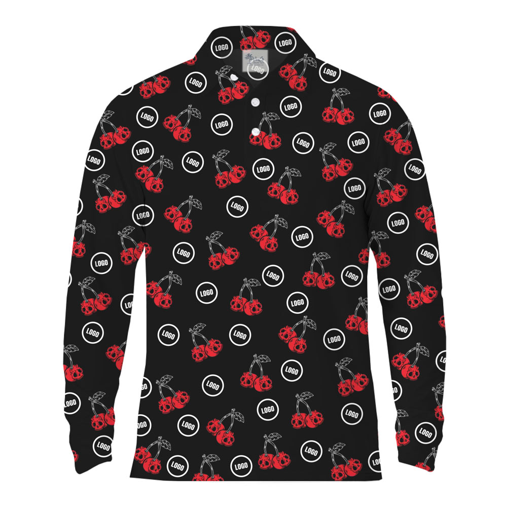 [Live Preview] Long Sleeves Custom Logo Scary Cherry Polo Shirt