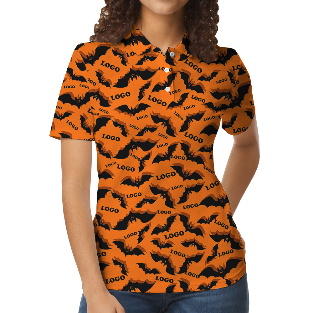 Halloween Bats Custom Print Logo Polo Shirt