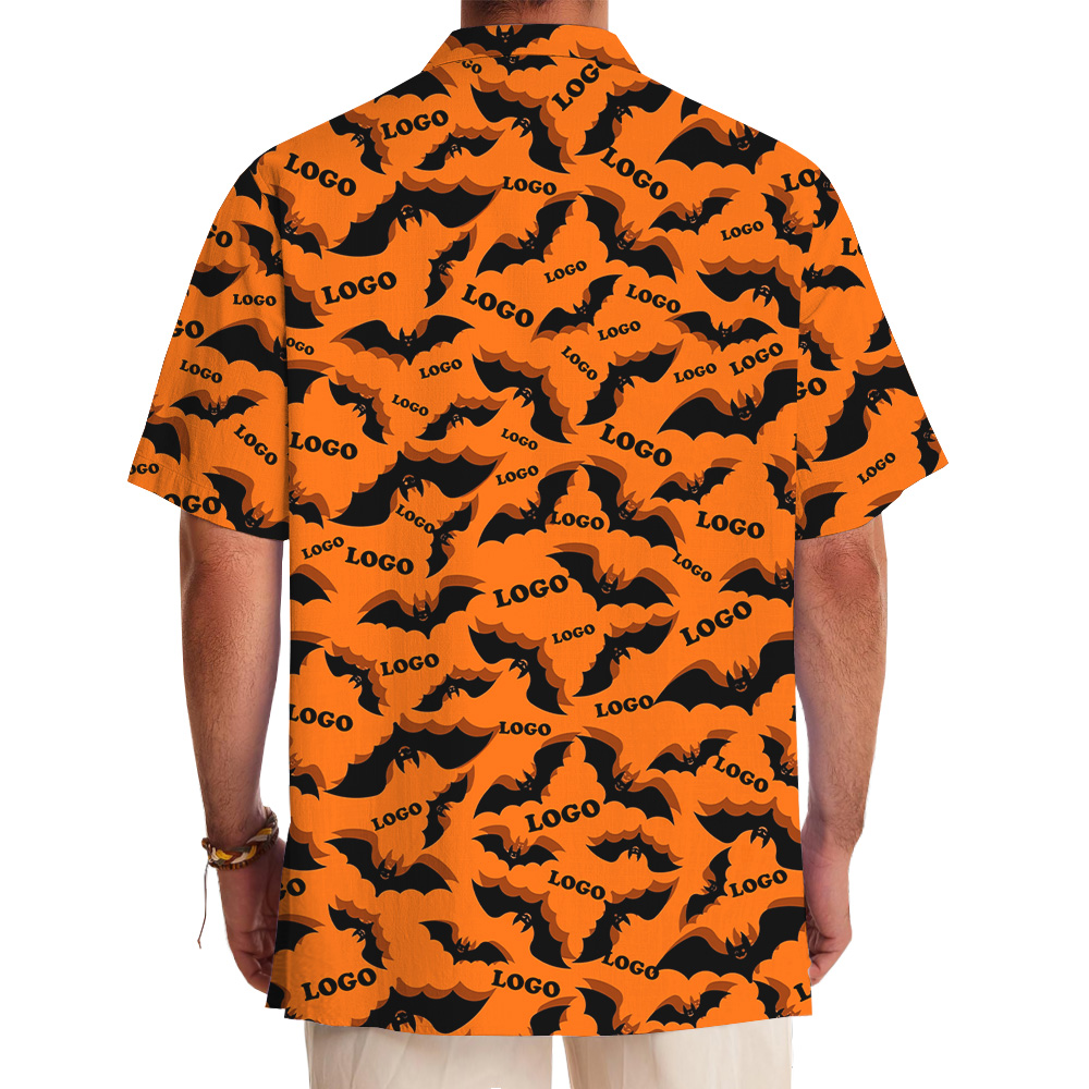 Halloween Bats Print Custom Logo Hawaiian Shirt