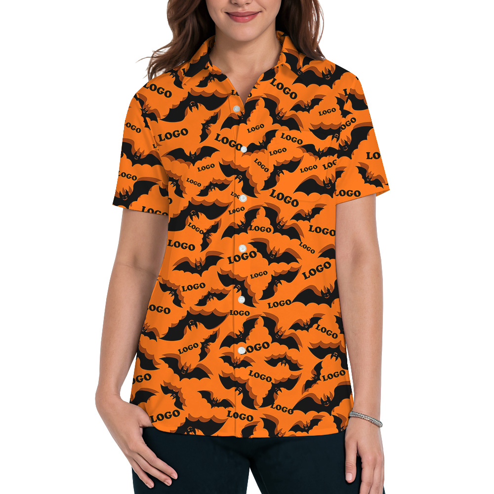 Halloween Bats Print Custom Logo Hawaiian Shirt