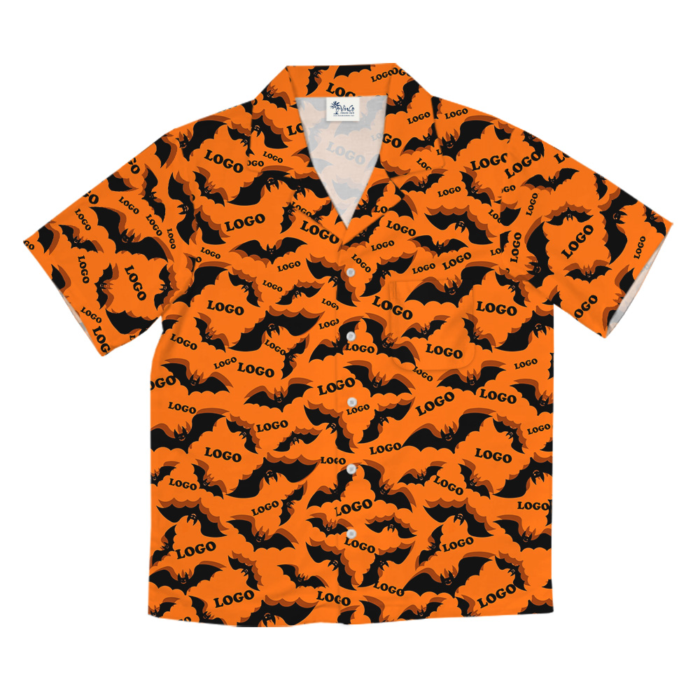 Halloween Bats Print Custom Logo Hawaiian Shirt