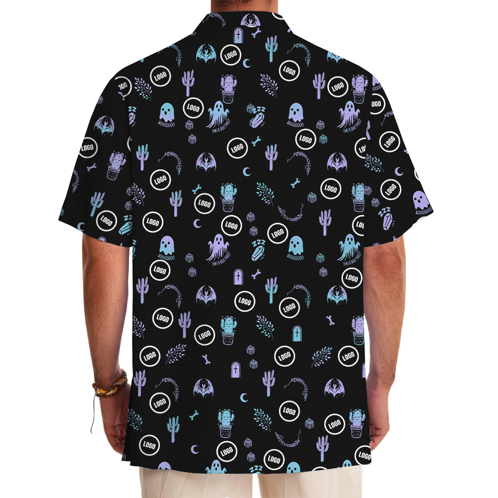 Halloween Neon Print Custom Logo Hawaiian Shirt