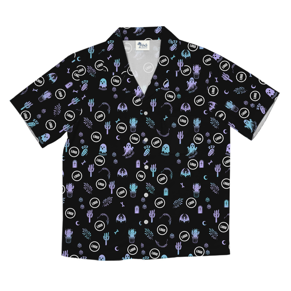 Halloween Neon Print Custom Logo Hawaiian Shirt