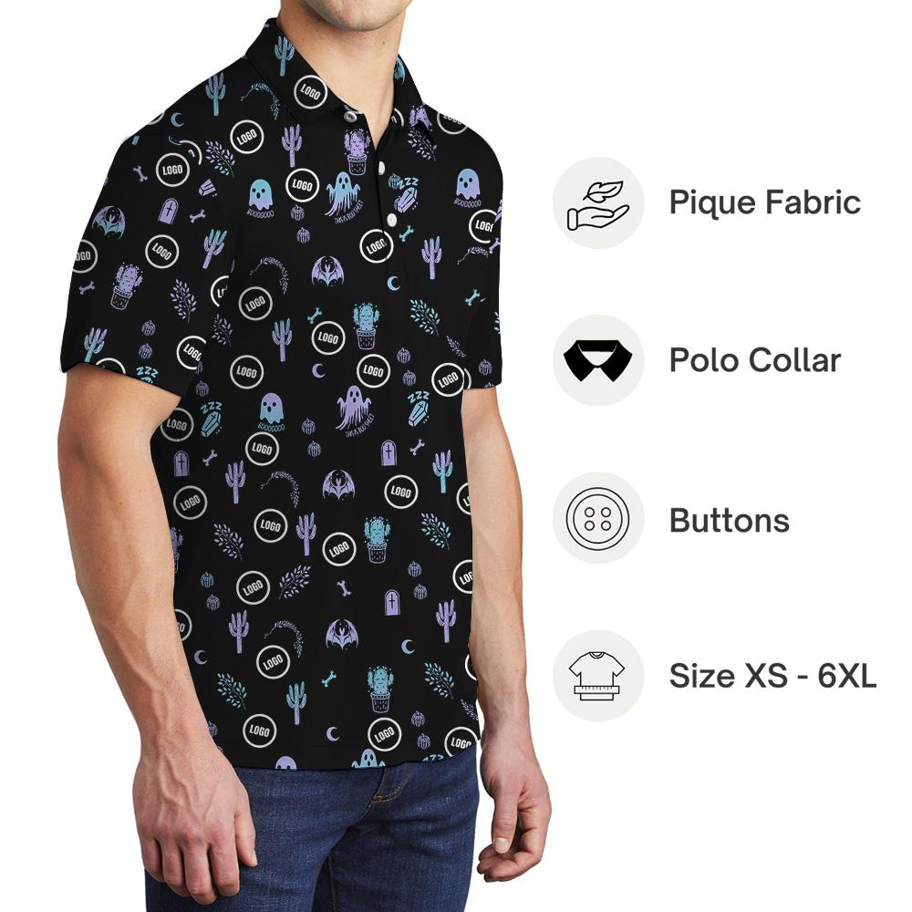 Halloween Spooky Vibes Custom Logo Polo Shirt