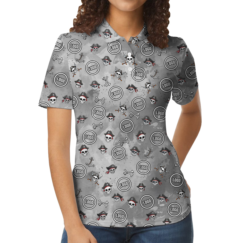 Halloween Custom Logo Pirate Skull Polo Shirt