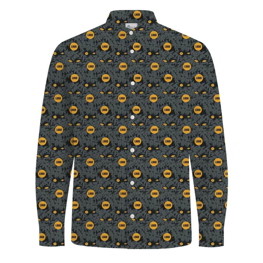[Live Preview] Custom Logo Horror Halloween Long Sleeves Button Shirt
