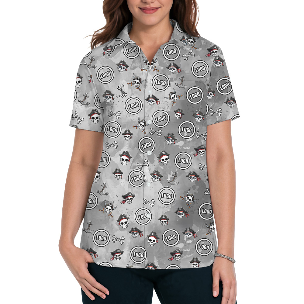 Pirate Skull Halloween Custom Logo Hawaiian Shirt