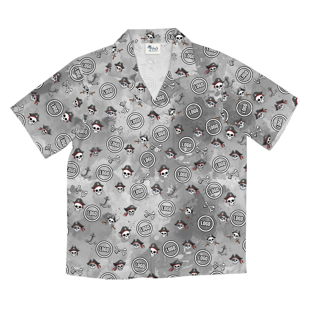 Pirate Skull Halloween Custom Logo Hawaiian Shirt