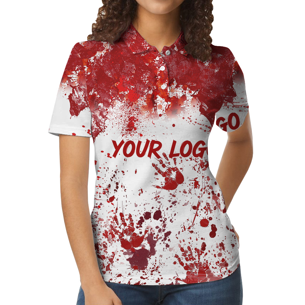 Custom Logo Red Splatter Halloween Polo Shirt