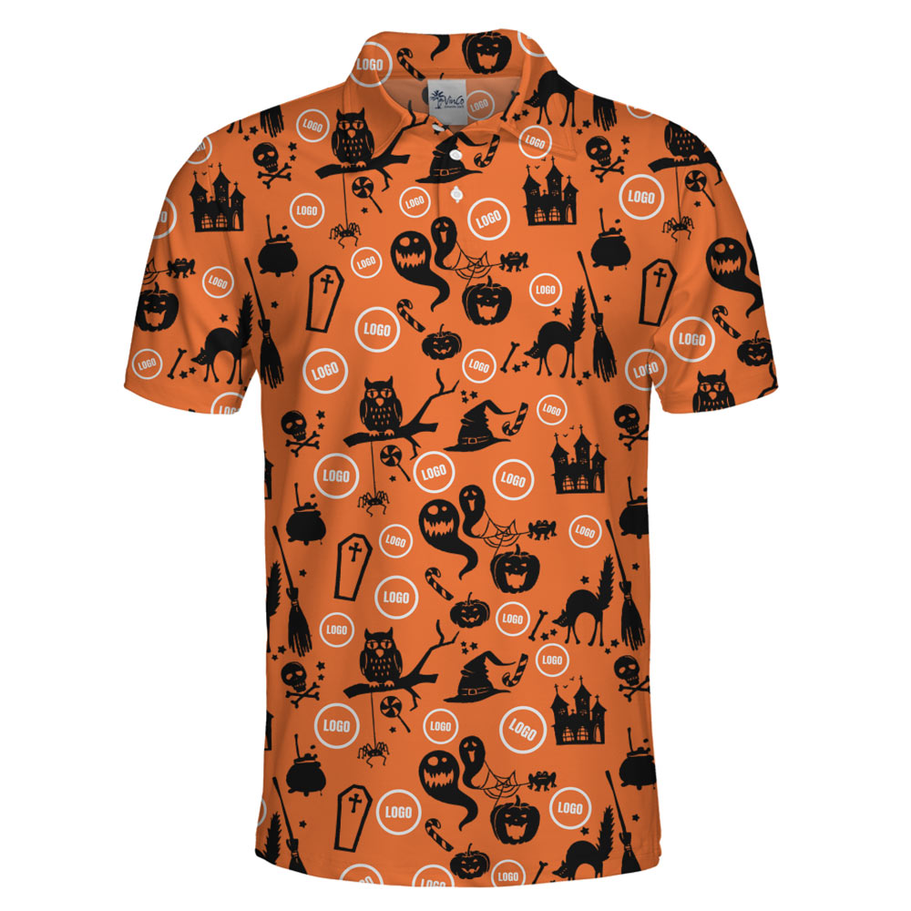 [Live Preview] Halloween Ghost Custom Logo Haunted Polo Shirt