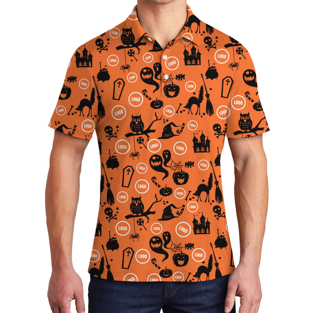 [Live Preview] Halloween Ghost Custom Logo Haunted Polo Shirt