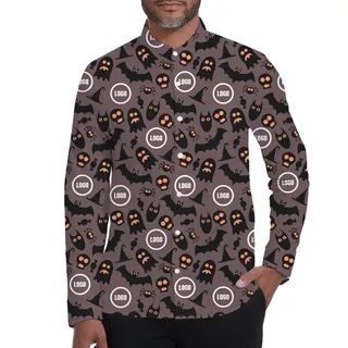 Custom Company Logo Hawaiian Long Sleeves Shirt Theme Halloween
