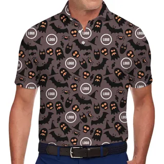 [Live Preview] Custom Logo Halloween Black Polo Shirt