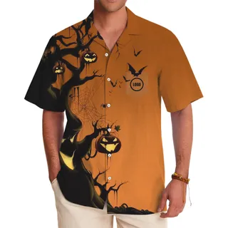 [Live Preview] Halloween Custom Logo Tree Hawaiian Shirt