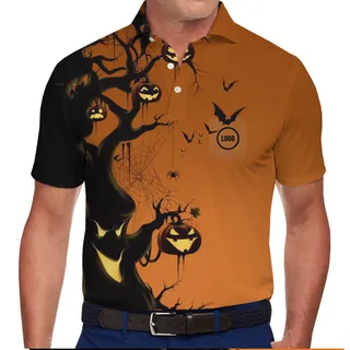 [Live Preview] Custom Logo Scary Tree Halloween Polo Shirt