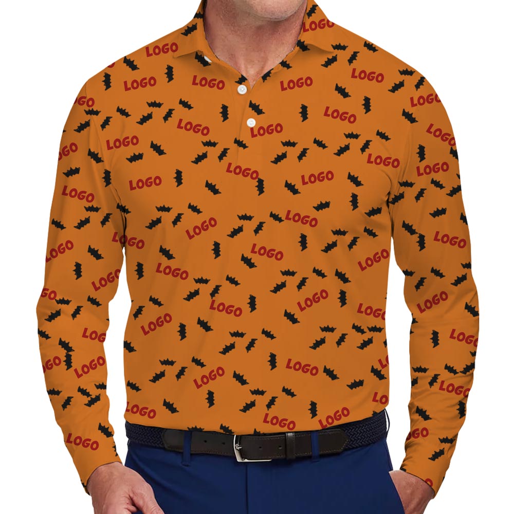 [Live Preview] Custom Logo Halloween Long Sleeves Polo Shirt - variant image 1