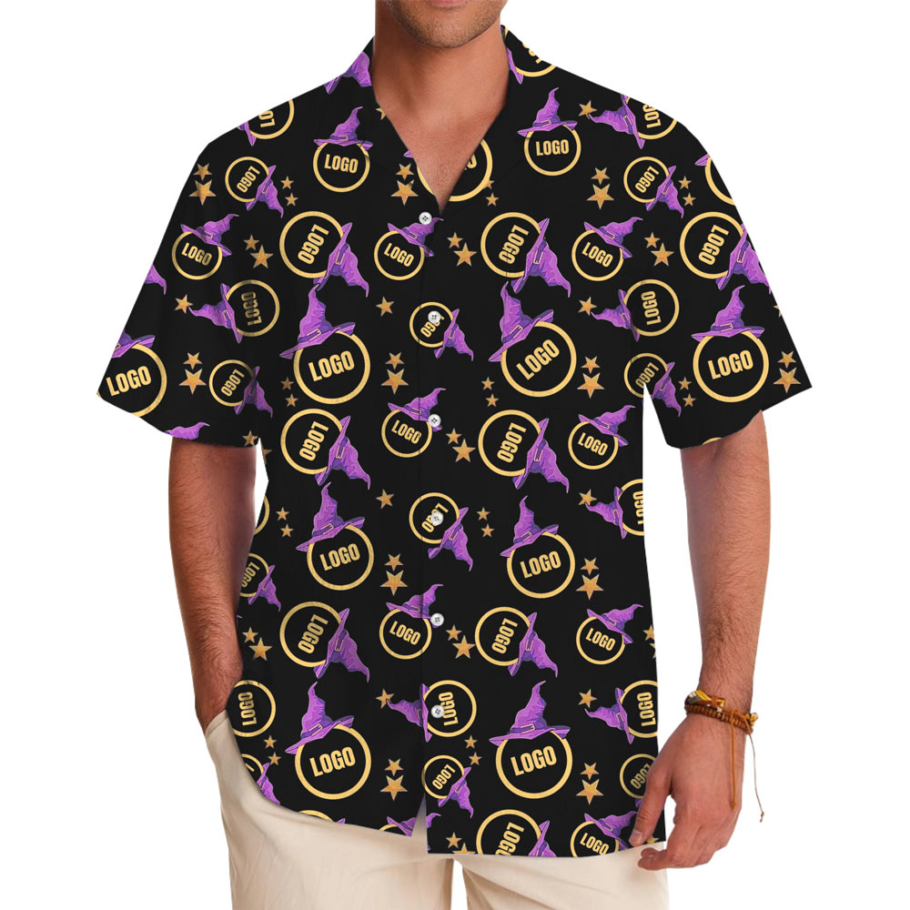 [Live Preview] Halloween Custom Logo With Witch Hat Hawaiian Shirt - variant image 1