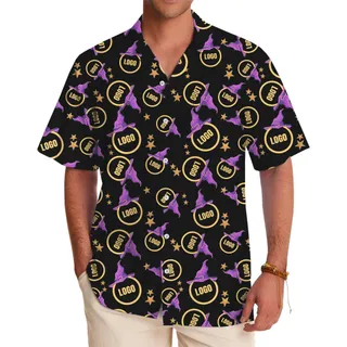 [Live Preview] Halloween Custom Logo With Witch Hat Hawaiian Shirt